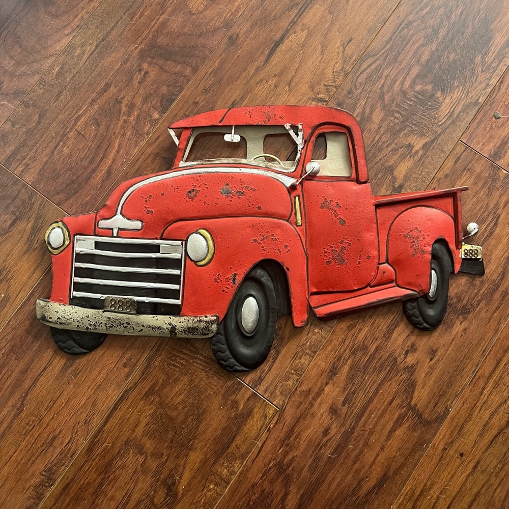Metal Wall Art, Red Vintage Truck